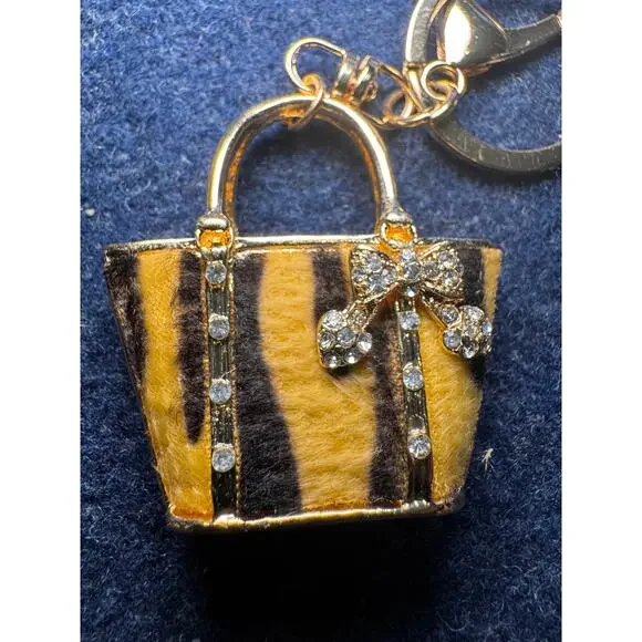 Handbag Rhinestone and Enamel Key Chain - Picture 1 of 7